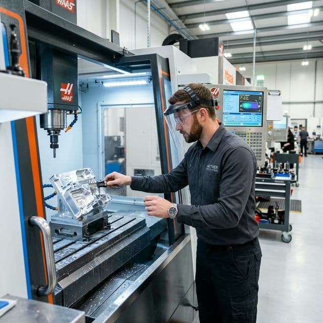 CNC Technician working on VMC machine